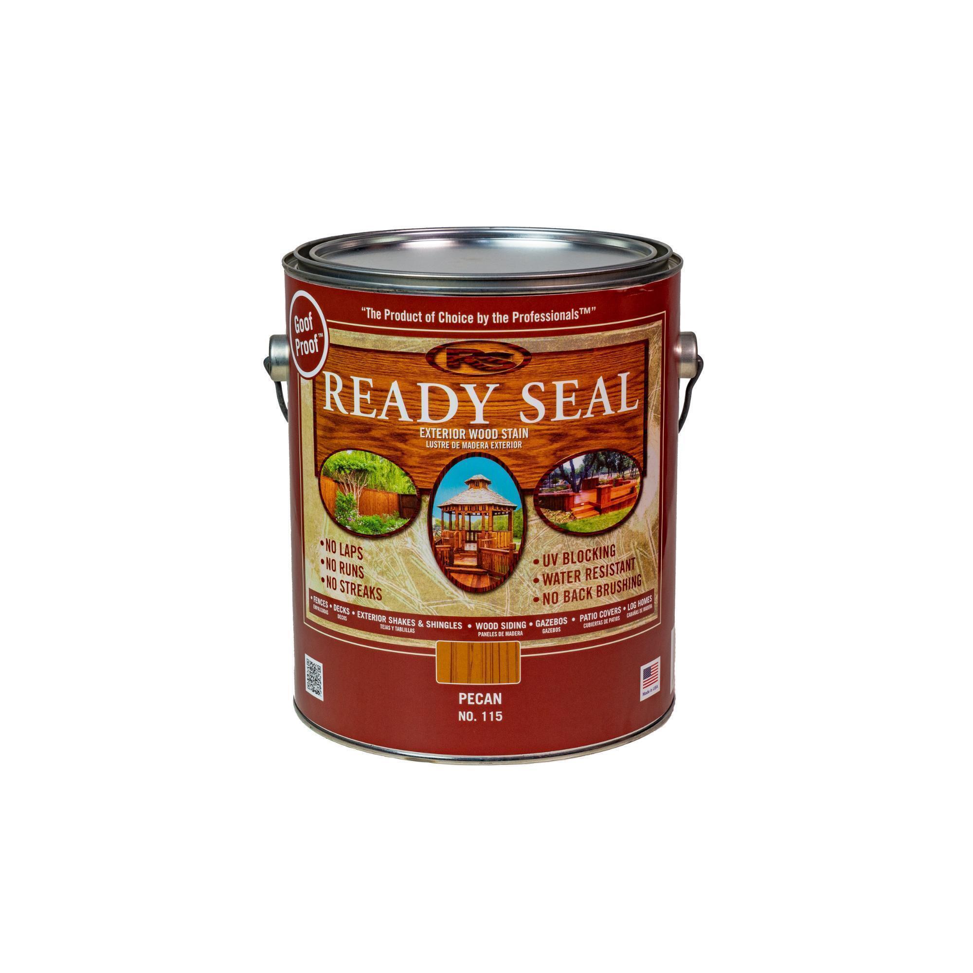READY SEAL Exterior Wood Stain and Sealer, 1-Gal., Pecan, Semi-Transparent, Flat, Model# 115